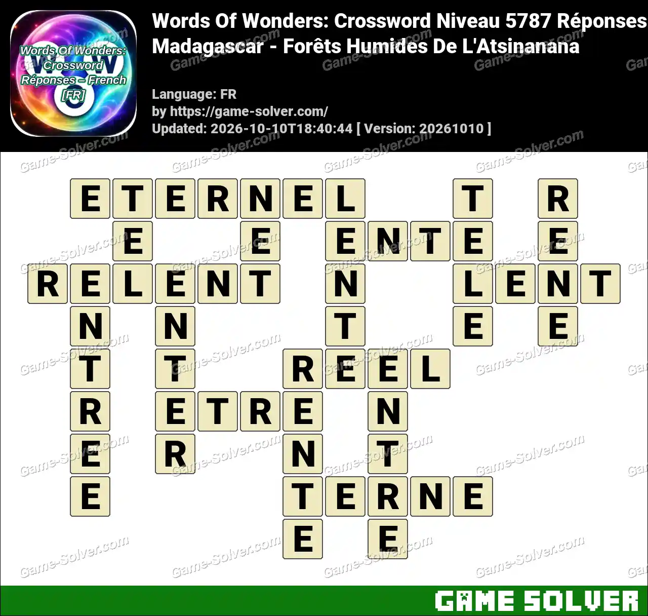 Words Of Wonders: Crossword Niveau 5787 Réponses – Madagascar – Forêts Humides De L’Atsinanana